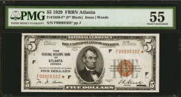 Fr. 1850-F*. 1929 $5 Federal Reserve Bank Star Note. Atlanta. PMG About Uncirculated 55.

A significant opportunity for replacement note collectors ...