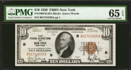 Fr. 1860-B. 1929 $10 Federal Reserve Bank Note. New York. PMG Gem Uncirculated 65 EPQ.

This New York $10 is well centered and boldly inked.

The ...