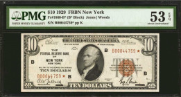 Fr. 1860-B*. 1929 $10 Federal Reserve Bank Star Note. New York. PMG About Uncirculated 53 EPQ.

A lovely replacement note from the New York district...