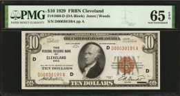Fr. 1860-D. 1929 $10 Federal Reserve Bank Note. Cleveland. PMG Gem Uncirculated 65 EPQ.

A more elusive Cleveland district note in these Gem state o...