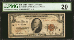 Fr. 1860-D*. 1929 $10 Federal Reserve Bank Star Note. Cleveland. PMG Very Fine 20.

Honest circulation is seen on this $10 Replacement from the Clev...