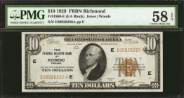 Fr. 1860-E. 1929 $10 Federal Reserve Bank Note. Richmond. PMG Choice About Uncirculated 58 EPQ.

One of the tougher districts to acquire in higher g...