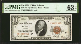 Fr. 1860-F. 1929 $10 Federal Reserve Bank Note. Atlanta. PMG Choice Uncirculated 63 EPQ.

A pack fresh example with stellar embossing and ink tones....