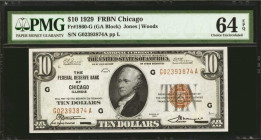 Fr. 1860-G. 1929 $10 Federal Reserve Bank Note. Chicago. PMG Choice Uncirculated 64 EPQ.

Wonderfully centered on the front, and seen with superb em...