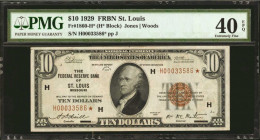 Fr. 1860-H*. 1929 $10 Federal Reserve Bank Star Note. St. Louis. PMG Extremely Fine 40 EPQ.

Another scarce replacement note and this one is tough i...
