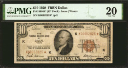 Fr. 1860-K*. 1929 $10 Federal Reserve Bank Star Note. Dallas. PMG Very Fine 20.

A historically important small-size offering as this replacement is...