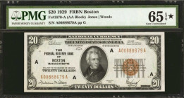 Fr. 1870-A. 1929 $20 Federal Reserve Bank Note. Boston. PMG Gem Uncirculated 65 EPQ.

A very attractive Boston $20 FRBN with large margins and excep...