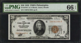 Fr. 1870-C. 1929 $20 Federal Reserve Bank Note. Philadelphia. PMG Gem Uncirculated 66 EPQ.

A beautiful, well centered note that represents just eig...