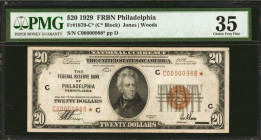 Fr. 1870-C*. 1929 $20 Federal Reserve Bank Star Note. Philadelphia. PMG Choice Very Fine 35.

An excellent replacement example for the Philadelphia ...