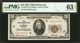 Fr. 1870-E. 1929 $20 Federal Reserve Bank Note. Richmond. PMG Choice Uncirculated 63 EPQ.

Aside from a top tight margin, this $20 shows with wonder...
