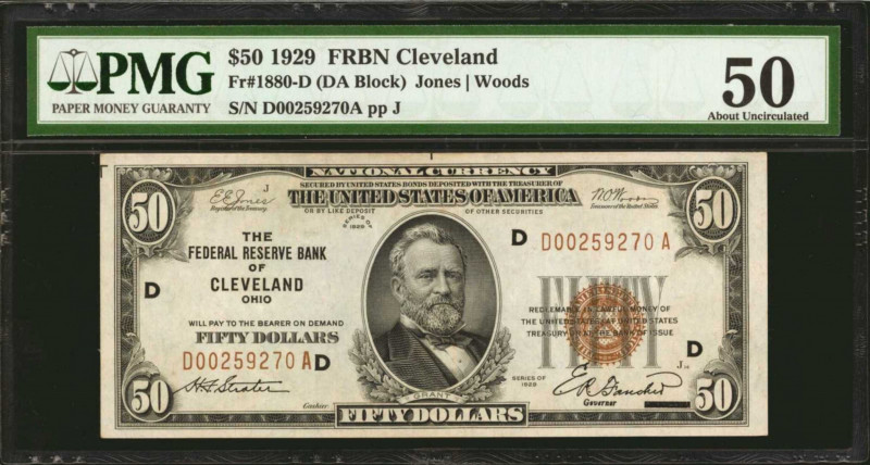 Fr. 1880-D. 1929 $50 Federal Reserve Bank Note. Cleveland. PMG About Uncirculate...