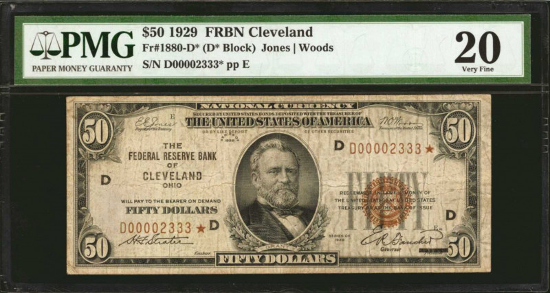 Fr. 1880-D*. 1929 $50 Federal Reserve Bank Star Note. Cleveland. PMG Very Fine 2...