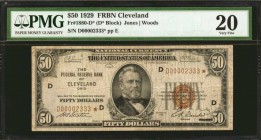 Fr. 1880-D*. 1929 $50 Federal Reserve Bank Star Note. Cleveland. PMG Very Fine 20.

A scarce evenly circulated higher denomination FRBN from the Cle...