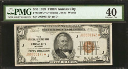 Fr. 1880-J*. 1929 $50 Federal Reserve Bank Star Note. Kansas City. PMG Extremely Fine 40.

This replacement note shows up with good color and eye ap...