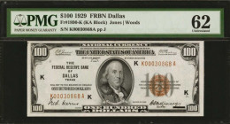 Fr. 1890-K. 1929 $100 Federal Reserve Bank Note. Dallas. PMG Uncirculated 62.

An attractive Uncirculated $100 from this elusive Dallas district. PM...