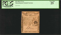 MA-268. Massachusetts. 1779. 2 Shillings. PCGS Currency Very Fine 25.

No. 2296. Rising sun vignette at mid right. The face plate was engraved by Pa...