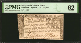 MD-68. Maryland. April 10, 1774. $4. PMG Uncirculated 62.

No. 14129. An excellent grade for this Friedberg number. PMG Pop 1/1 Finer.

Estimate: ...