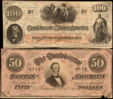 Lot of (2). T-41 & T-66. Confederate Currency. 1862-64 $50 & $100. Very Fine.

A duo of $50 and $100 Confederate notes. The $50 displays holes and p...