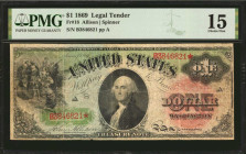 Fr. 18. 1869 $1 Legal Tender Note. PMG Choice Fine 15.

A Choice Fine offering of this Rainbow Series Ace. George Washington is found at center whil...