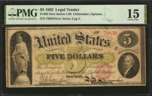 Fr. 62. 1862 $5 Legal Tender Note. PMG Choice Fine 15.

New Series 2. Plate C. A Choice Fine offering of this Civil War era Five.

Estimate: USD 4...
