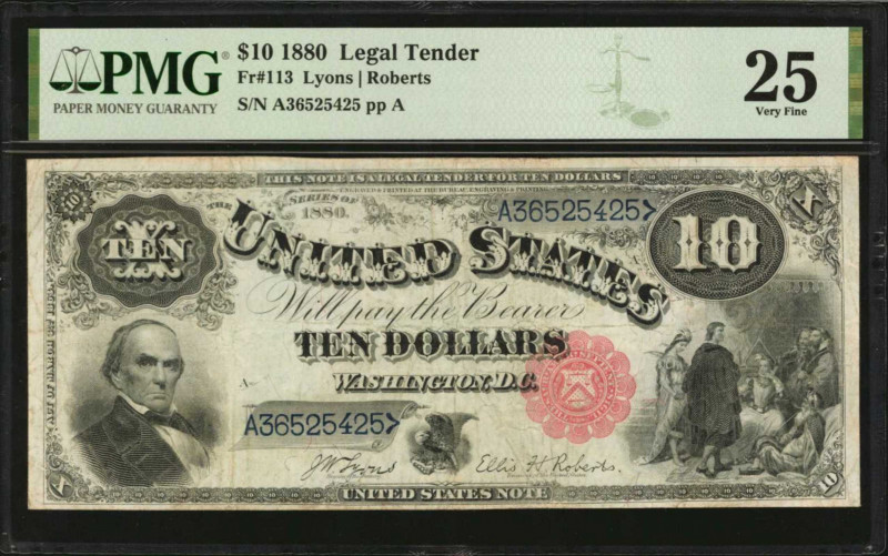 Fr. 113. 1880 $10 Legal Tender Note. PMG Very Fine 25.

Lyons-Roberts signatur...