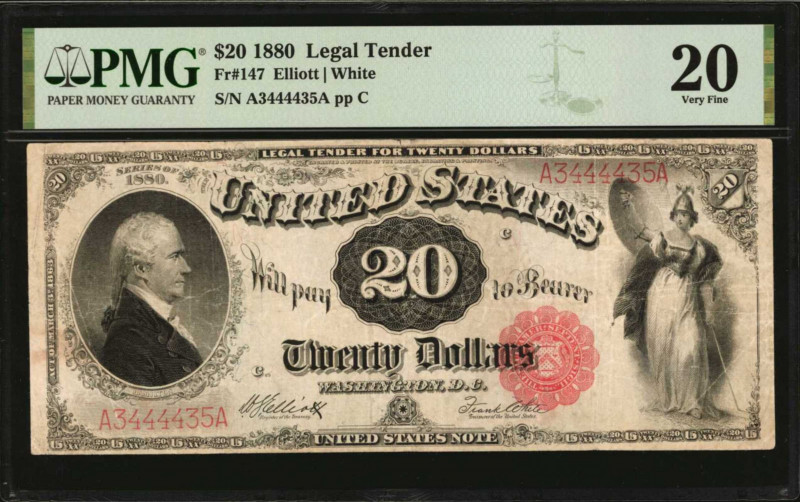 Fr. 147. 1880 $20 Legal Tender Note. PMG Very Fine 20.

Alexander Hamilton is ...