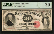 Fr. 147. 1880 $20 Legal Tender Note. PMG Very Fine 20.

Alexander Hamilton is found at left while allegorical Liberty holding shield & sword is foun...