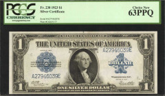 Fr. 238. 1923 $1 Silver Certificate. PCGS Currency Choice New 63 PPQ.

Dark blue overprints stand out on this 1923 Ace.

Estimate: USD 125 - 225