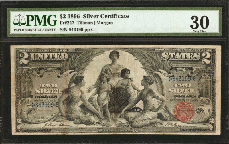 Fr. 247. 1896 $2 Silver Certificate. PMG Very Fine 30.

Good appeal is found o...