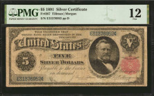 Fr. 267. 1891 $5 Silver Certificate. PMG Fine 12.

President Grant is depicted at right, with an oversize "United States" design found at left.

E...