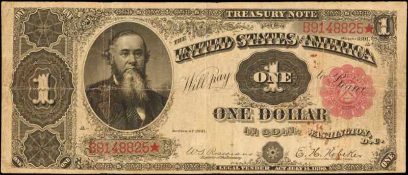 Fr. 350. 1891 $1 Treasury Note. Very Fine.

Rust is noticed on this Open Back ...