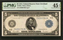 Fr. 859a. 1914 $5 Federal Reserve Note. Cleveland. PMG Choice Extremely Fine 45 EPQ.

This mid grade Cleveland Five has earned PMG's all important E...