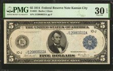 Fr. 881. 1914 $5 Federal Reserve Note. Kansas City. PMG Very Fine 30 EPQ.

A Very Fine offering of this Kansas City Five.

Estimate: USD 125 - 225