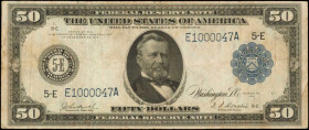 Fr. 1042. 1914 $50 Federal Reserve Note. Richmond. Very Fine.

A $50 FRN from the Richmond district which displays a neat serial number of "E1000047...