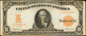 Fr. 1171. 1907 $10 Gold Certificate. Very Fine.

An attractive design in dark orange ink is found on the reverse of this 1907 Ten.

Estimate: USD ...