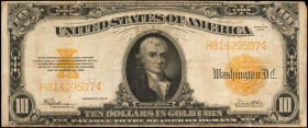 Fr. 1173. 1922 $10 Gold Certificate. Fine.

A large tear which has been repaired with tape is noticed.

Estimate: USD 80 - 120