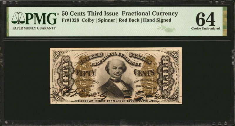 Fr. 1328. 50 Cents. Third Issue. PMG Choice Uncirculated 64.

Colby-Spinner. R...