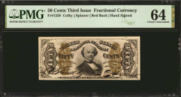 Fr. 1328. 50 Cents. Third Issue. PMG Choice Uncirculated 64.

Colby-Spinner. Red Back. Hand Signed. PMG comments "Annotation".

Estimate: USD 200 ...