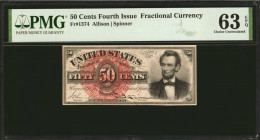 Fr. 1374. 50 Cent. Fourth Issue. PMG Choice Uncirculated 63 EPQ.

Allison-Spinner. A wonderful example of this 50 Cent fractional which depicts Abra...