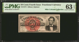Fr. 1374. 50 Cents. Fourth Issue. PMG Choice Uncirculated 63 EPQ.

Allison-Spinner. Fully original paper is found on this lovely Fourth Issue 50 Cen...