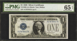 Fr. 1600. 1928 $1 Silver Certificate. PMG Gem Uncirculated 65 EPQ.

A wonderful Gem example of this popular Funny Back Ace.

Estimate: USD 100 - 2...