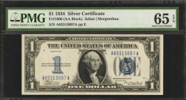 Fr. 1606. 1934 $1 Silver Certificate. PMG Gem Uncirculated 65 EPQ.

A Gem $1 Silver Certificate from the popular 1934 Series.

Estimate: USD 150 -...