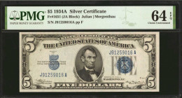 Lot of (5) Fr. 1651. 1934A $5 Silver Certificates. PMG Choice Uncirculated 64 EPQ.

A grouping of five $5 Silver Certificates, all of which are in C...