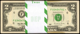 Lot of (100) Fr. 1936-F*. 1995 $2 Federal Reserve Star Notes. Atlanta. Choice Uncirculated.

Just counting crinkles to report on this replacement $2...