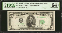 Lot of (2)Fr. 1963-B*. 1950B $5 Federal Reserve Star Notes. New York. PMG Choice Uncirculated 64 EPQ.

A duo of New York $10 Replacements, both of w...