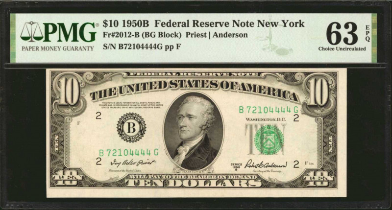 Lot of (5) Fr. 2008-BW, 2008-GW & 2012-B. 1934C & 1950B $10 Federal Reserve Note...