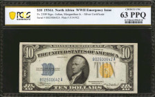 Fr. 2309. 1934A $10 North Africa Emergency Note. PCGS Banknote Choice Uncirculated 63 PPQ.

Dark blue & yellow overprints are found on this Choice U...