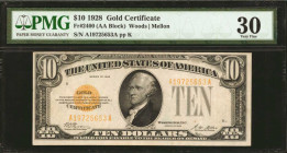 Fr. 2400. 1928 $10 Gold Certificate. PMG Very Fine 30.

A Very Fine offering of this small size $10 Gold Certificate.

Estimate: USD 200 - 400