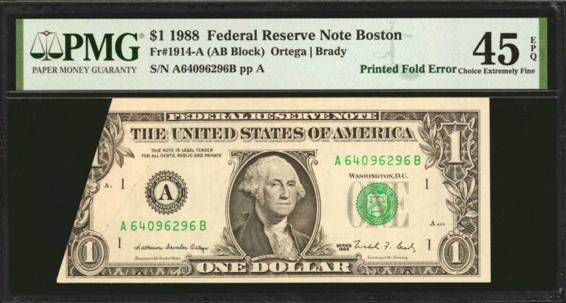 Fr. 1914-A. 1988 $1 Federal Reserve Note. Boston. PMG Choice Extremely Fine 45 E...