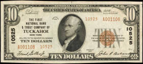 Tuckahoe, New York. 1929 Ty. 2 $10 Fr. 1801-2. The First NB & TC. Charter #10525. Choice Very Fine.

Attractive qualities are found on this mid-cond...